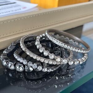 Elegant Silver Crystal Bracelet Set